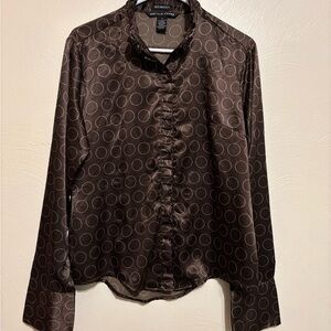 Antilia Femme Brown Blouse with Circle Design